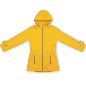 Tommy Hilfiger Rain Jacket Hooded Mid Length Classic Yellow Womens Size Small